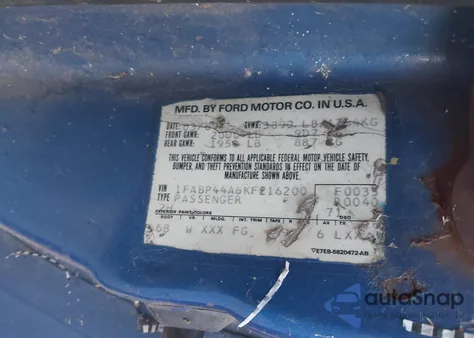 1989 Ford Mustang Lx from USA, damaged, VIN 1FABP44A6KF216200